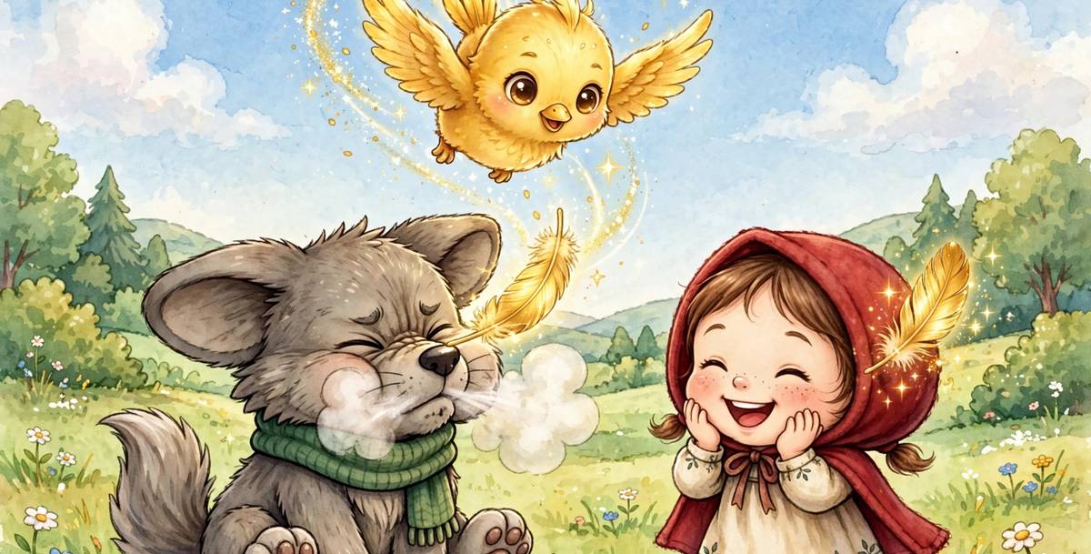 Sample spread from Rotkäppchen and the Golden Feather