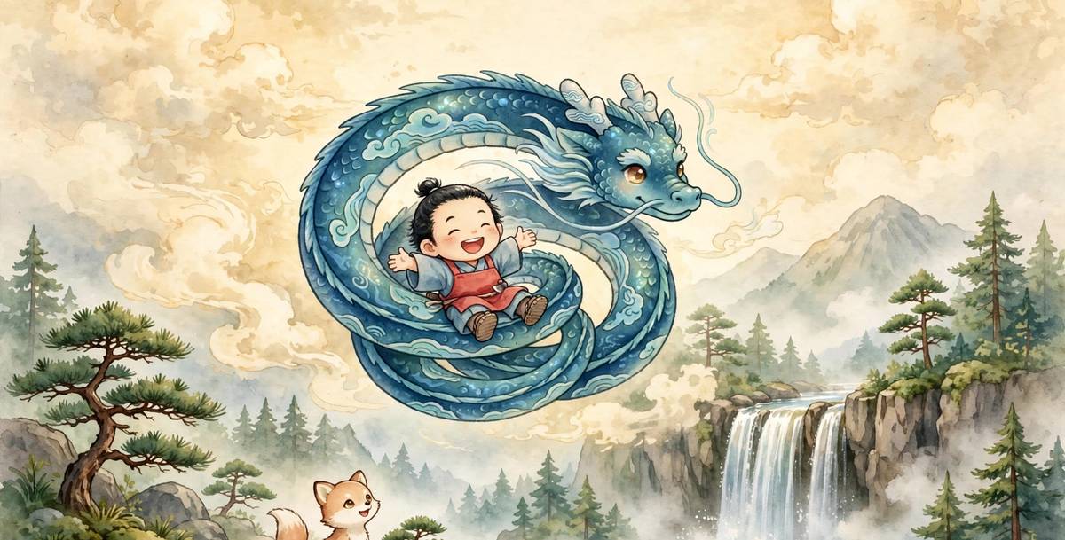 Sample spread from Kintarō and the Carp That Climbed the Sky